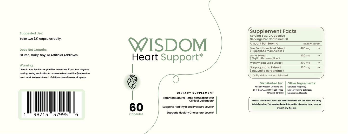 Wisdom Heart Support - Lower High Blood Pressure and Cholesterol Level